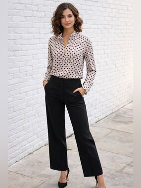 Anne Klein Geo-Print Pink and Black 3/4 sleeve Women’s Top